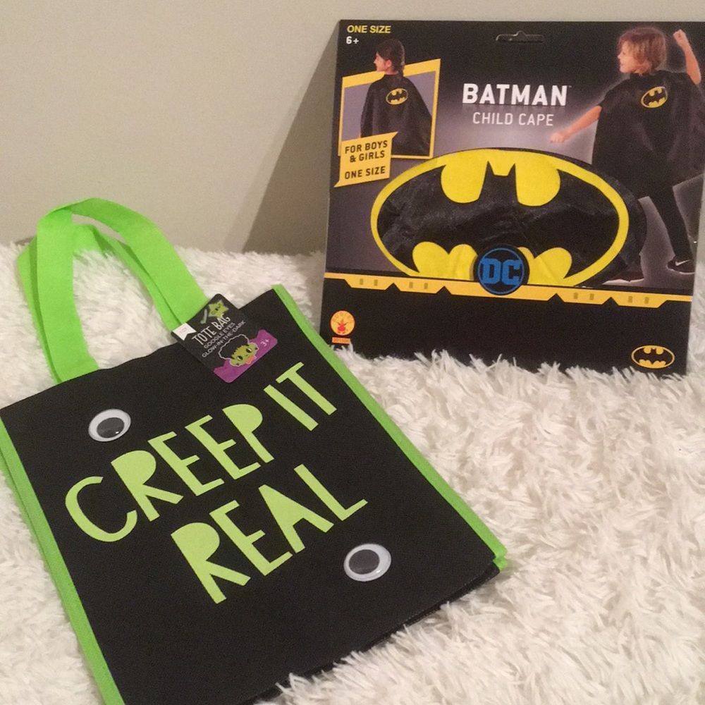 Kids Batman Cape and Halloween Tote Bag